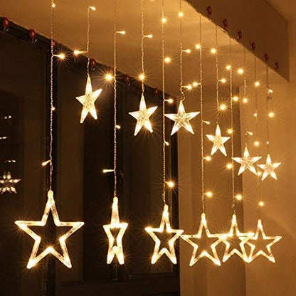 12 LED Star String Light Warm White 138 LEDs, 3 Mtr Decorative Lights for Decoration Christmas, Wedding, Party.