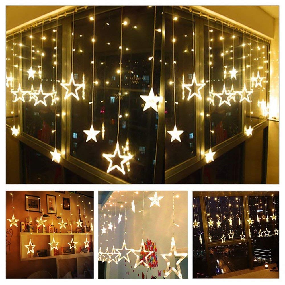 12 LED Star String Light Warm White 138 LEDs, 3 Mtr Decorative Lights for Decoration Christmas, Wedding, Party.