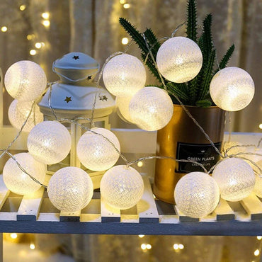 Cotton Ball String Lights - White