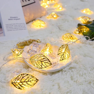 Metal Leaf Decorative String Lights - Warm White