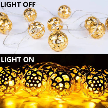Metal Ball String Light (16 Warm White Bulbs)