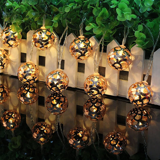 Metal Ball String Light (16 Warm White Bulbs)