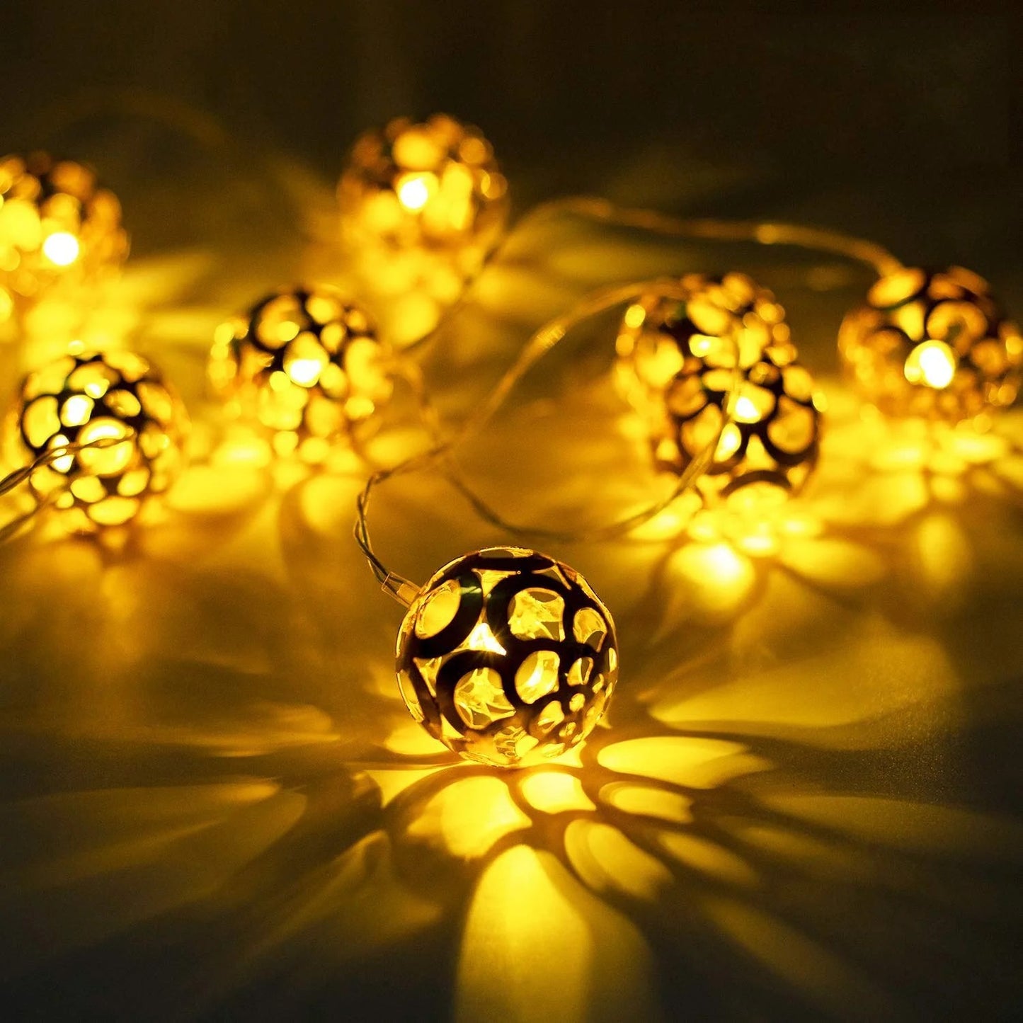 Metal Ball String Light (16 Warm White Bulbs)