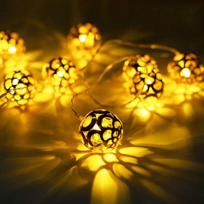 Metal Ball String Light (16 Warm White Bulbs)