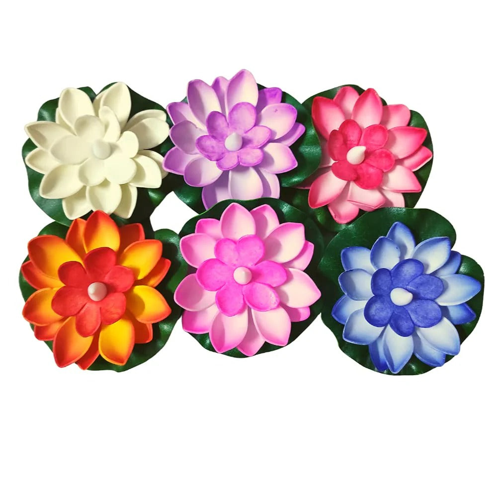 Floating LED Lotus Flowers Artificial Candles Sensor Multicolor - 1 Pack of 6 Lotus