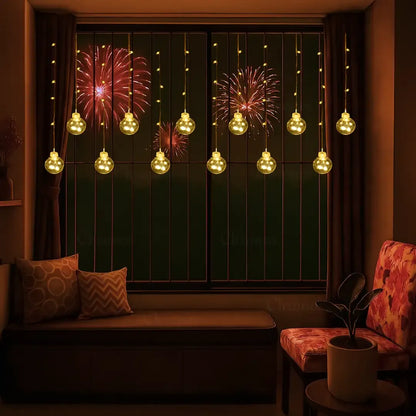 Wish Ball Curtain Lights | 12 Wish Balls | Warm White LED