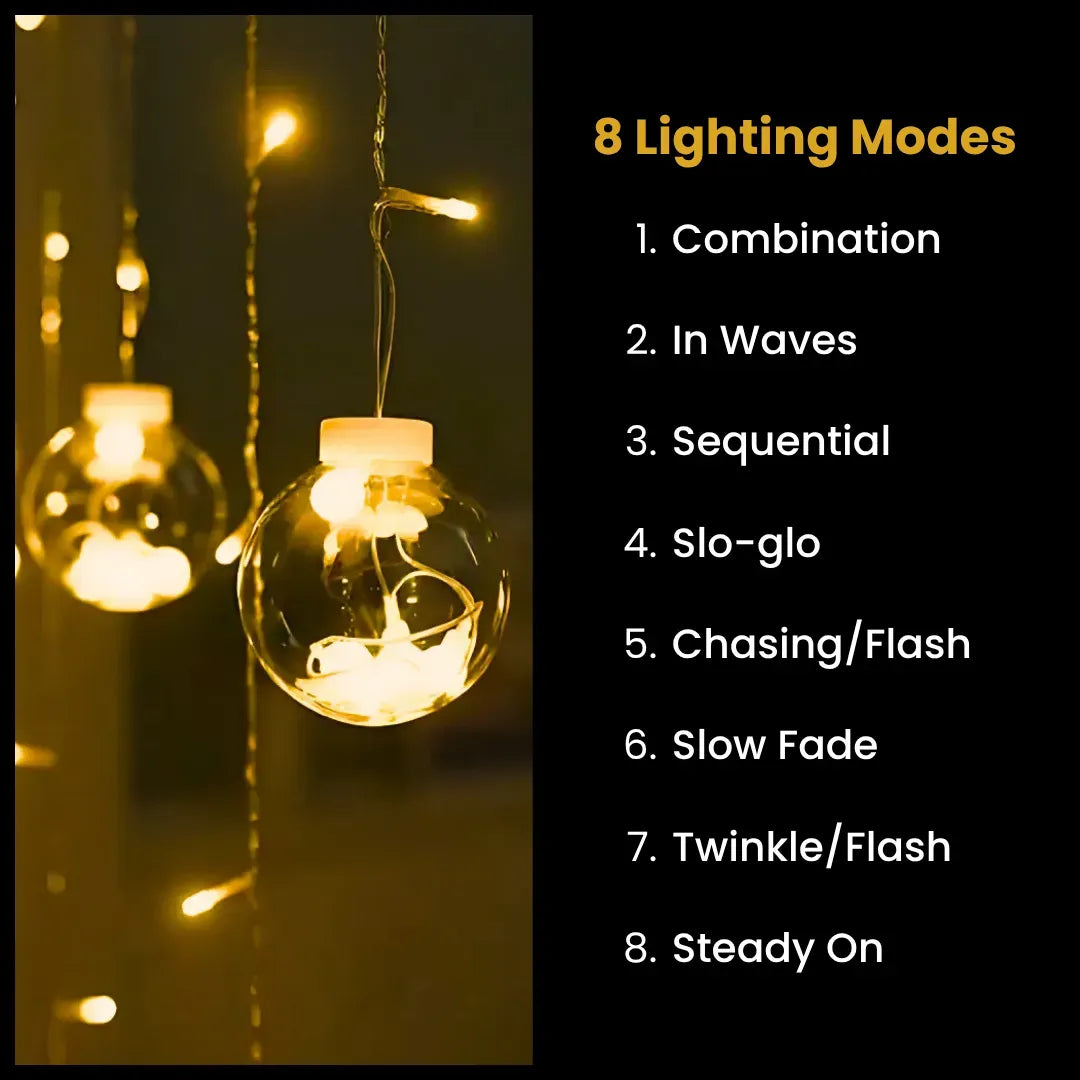 Wish Ball Curtain Lights | 12 Wish Balls | Warm White LED