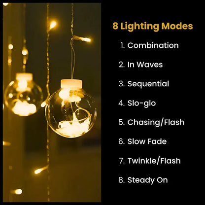 Wish Ball Curtain Lights | 12 Wish Balls | Warm White LED