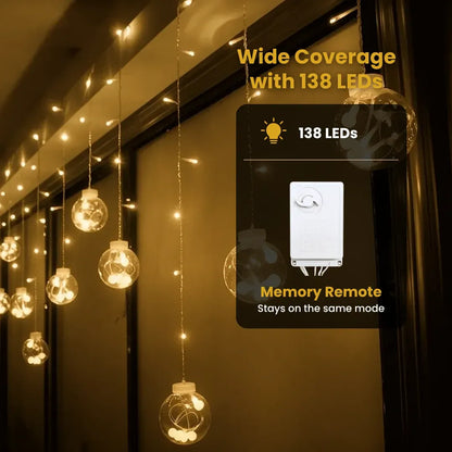 Wish Ball Curtain Lights | 12 Wish Balls | Warm White LED