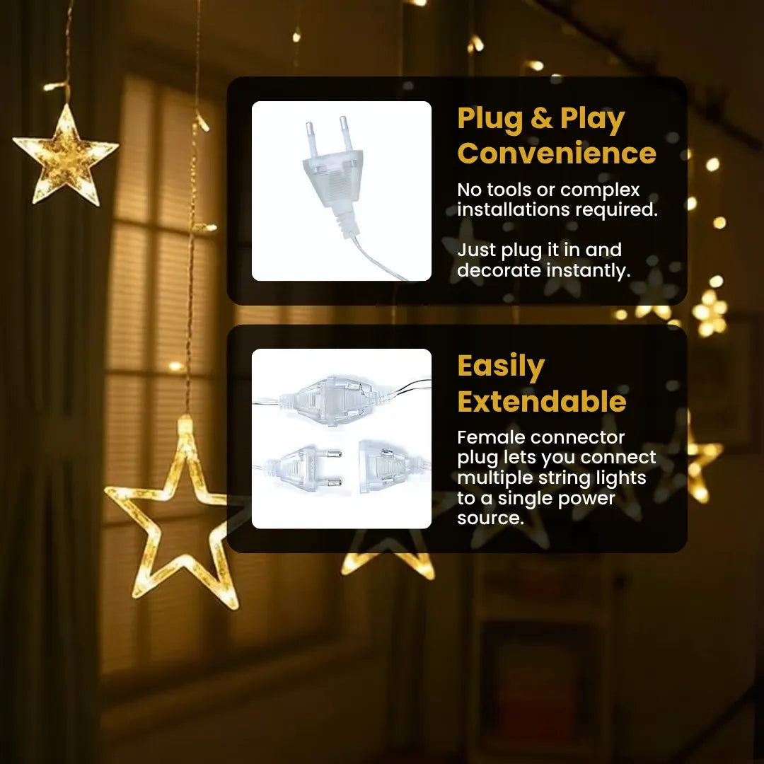 Star Curtain Lights | Warm White LED