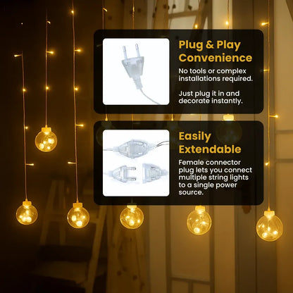 Wish Ball Curtain Lights | 12 Wish Balls | Warm White LED