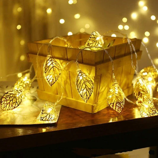 Metal Leaf Decorative String Lights - Warm White